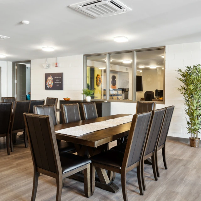 Newly remodeled commercial space featuring a spacious communal dining area
