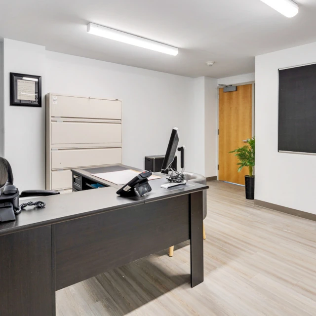 Sleek commercial remodel with updated interiors and functional design.