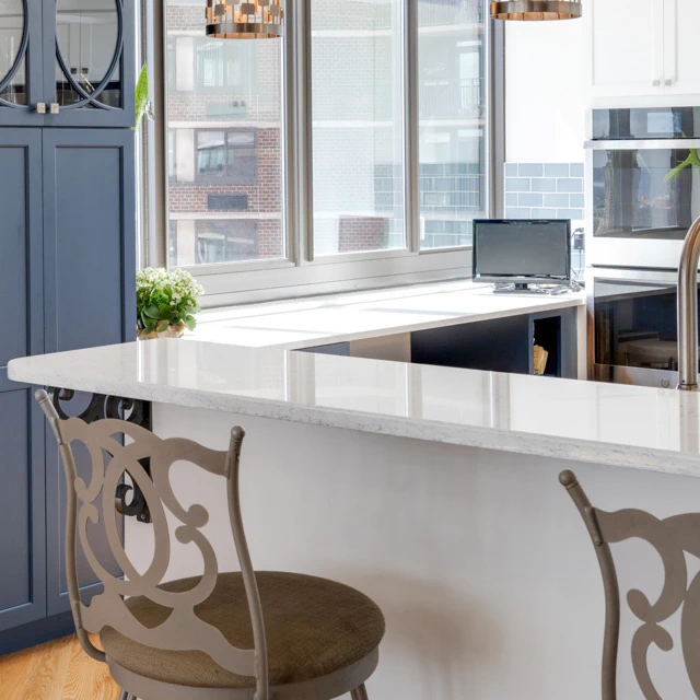 Countertops. Marble countertops for high-end luxury kitchen.